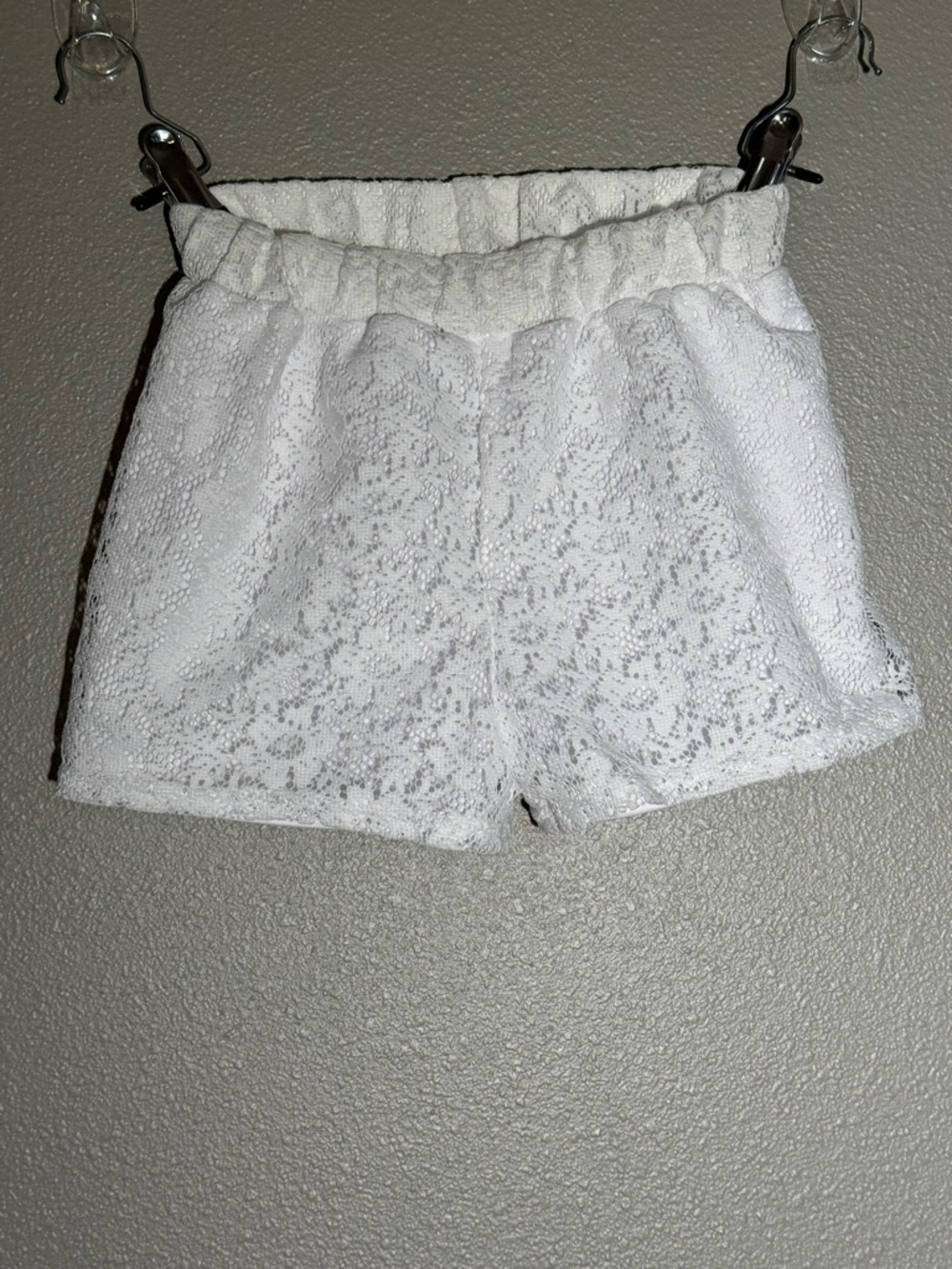 Lace Overlay Girls Shorts - White